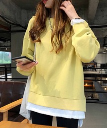 裏起毛レイヤード風プルオーバー