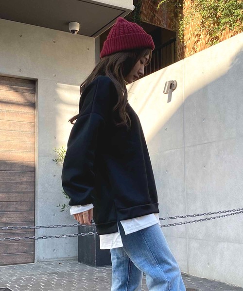NANEA(ナネア)の「裏起毛レイヤード風プルオーバー(スウェット・レディース・ネイビー/レッド/イエロー/グレー/ブラック・LARGE/XX-LARGE/X-LARGE)」の16枚目の写真
