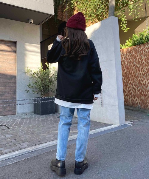 NANEA(ナネア)の「裏起毛レイヤード風プルオーバー(スウェット・レディース・ネイビー/レッド/イエロー/グレー/ブラック・LARGE/XX-LARGE/X-LARGE)」の18枚目の写真
