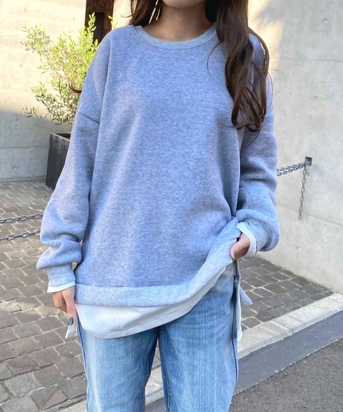 NANEA(ナネア)の「裏起毛レイヤード風プルオーバー(スウェット・レディース・ネイビー/レッド/イエロー/グレー/ブラック・LARGE/XX-LARGE/X-LARGE)」の20枚目の写真