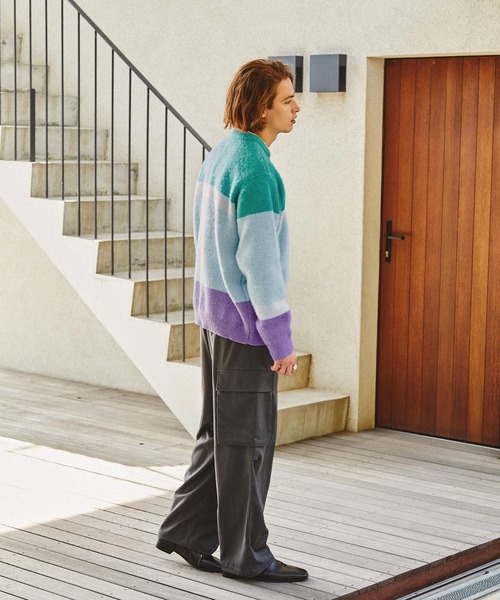 EMMA CLOTHES(エマクローズ)の「モヘアライクWジャガード編みランダムパネルニットプルオーバー EMMA CLOTHES(ニット/セーター・メンズ・ボルドー/グリーン/ブラウン系/ブルー・M/L)」の12枚目の写真