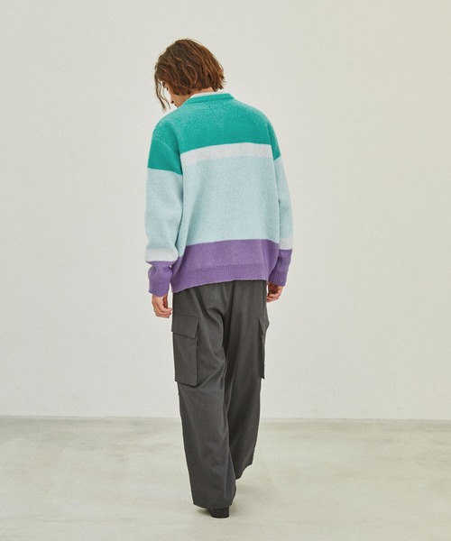 EMMA CLOTHES(エマクローズ)の「モヘアライクWジャガード編みランダムパネルニットプルオーバー EMMA CLOTHES(ニット/セーター・メンズ・ボルドー/グリーン/ブラウン系/ブルー・M/L)」の20枚目の写真