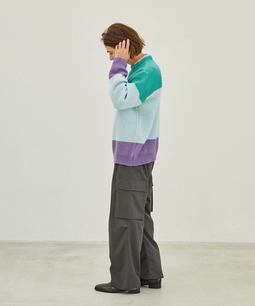EMMA CLOTHES(エマクローズ)の「モヘアライクWジャガード編みランダムパネルニットプルオーバー EMMA CLOTHES(ニット/セーター・メンズ・ボルドー/グリーン/ブラウン系/ブルー・M/L)」の22枚目の写真