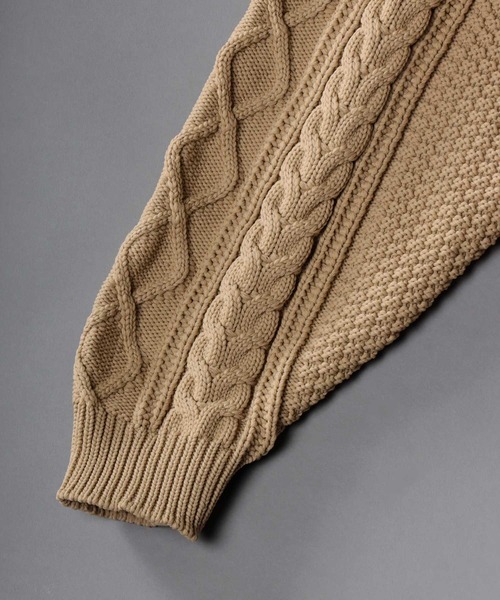 SITRY（シトリー）の「aran pattern knit cardigan/アラン模様 ニットカーディガン/カーデ（カーディガン/ボレロ・メンズ・ブラック/ライトベージュ/グリーン/ブラウン・M/XL/L）」の6枚目の写真