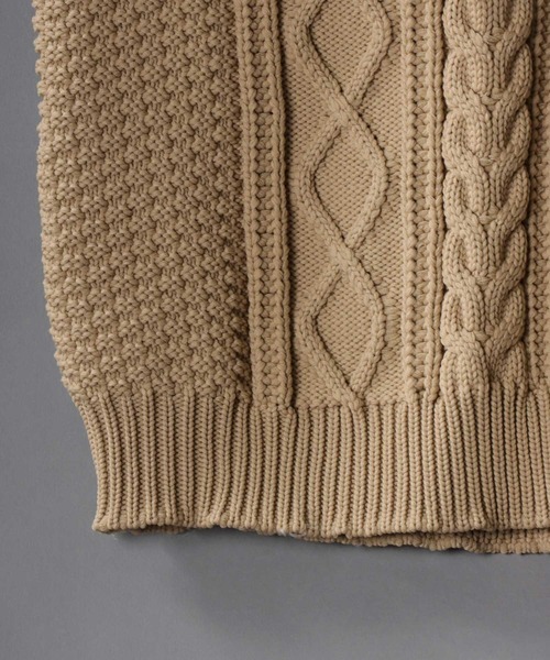 SITRY（シトリー）の「aran pattern knit cardigan/アラン模様 ニットカーディガン/カーデ（カーディガン/ボレロ・メンズ・ブラック/ライトベージュ/グリーン/ブラウン・M/XL/L）」の7枚目の写真