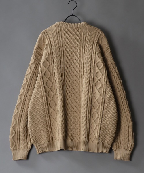 SITRY（シトリー）の「aran pattern knit cardigan/アラン模様 ニットカーディガン/カーデ（カーディガン/ボレロ・メンズ・ブラック/ライトベージュ/グリーン/ブラウン・M/XL/L）」の8枚目の写真