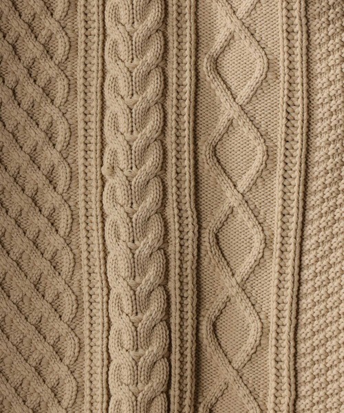 SITRY（シトリー）の「aran pattern knit cardigan/アラン模様 ニットカーディガン/カーデ（カーディガン/ボレロ・メンズ・ブラック/ライトベージュ/グリーン/ブラウン・M/XL/L）」の9枚目の写真
