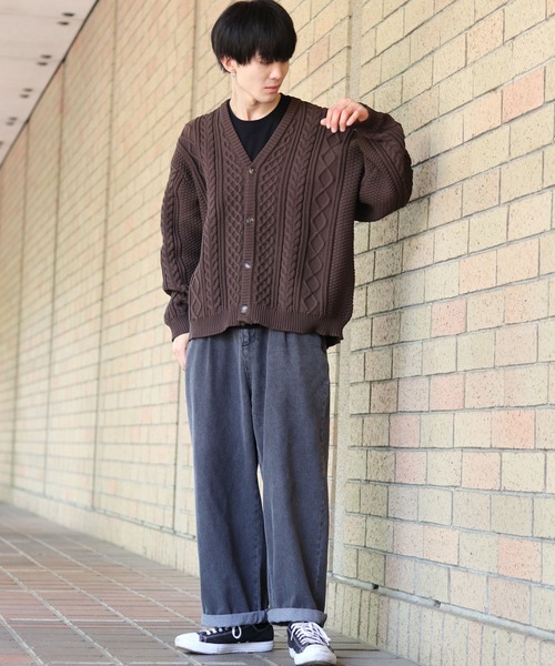 SITRY（シトリー）の「aran pattern knit cardigan/アラン模様 ニットカーディガン/カーデ（カーディガン/ボレロ・メンズ・ブラック/ライトベージュ/グリーン/ブラウン・M/XL/L）」の20枚目の写真