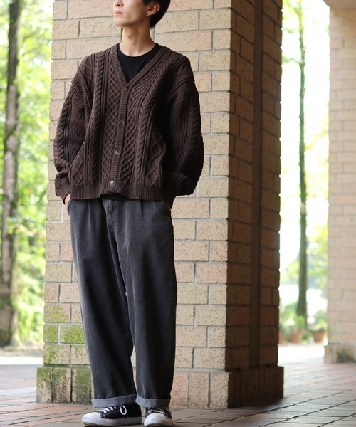 SITRY（シトリー）の「aran pattern knit cardigan/アラン模様 ニットカーディガン/カーデ（カーディガン/ボレロ・メンズ・ブラック/ライトベージュ/グリーン/ブラウン・M/XL/L）」の22枚目の写真
