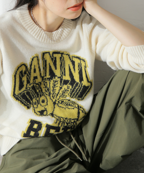 ganni 春ニット セール】【GANNI / ガニー】 Graphic O-neck Pullover Bees