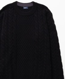 NAVY ケーブルニット