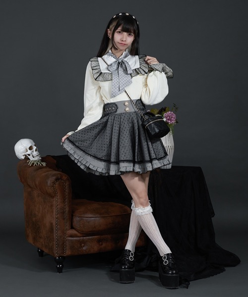 Pal elfy(パルエルフィー)の「スタンドフリル布帛コンビプルオーバー(ニット/セーター・レディース・ピンク/ブラック/オフホワイト・フリー)」の9枚目の写真
