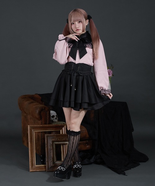Pal elfy(パルエルフィー)の「スタンドフリル布帛コンビプルオーバー(ニット/セーター・レディース・ピンク/ブラック/オフホワイト・フリー)」の11枚目の写真