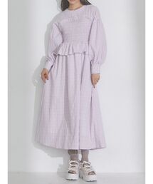 merry jenny | シャーリングペプラムワンピース(ワンピース)