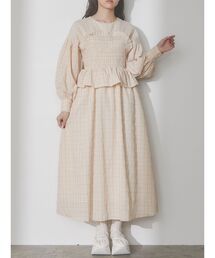 merry jenny | シャーリングペプラムワンピース(ワンピース)