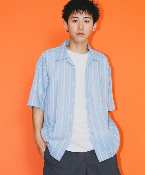 BEAMS(ビームス)の「BEAMS / ドビー オープンカラー シャツ(シャツ/ブラウス・メンズ・ベージュ/サックスブルー・XL/L/M/S)」の2枚目の写真