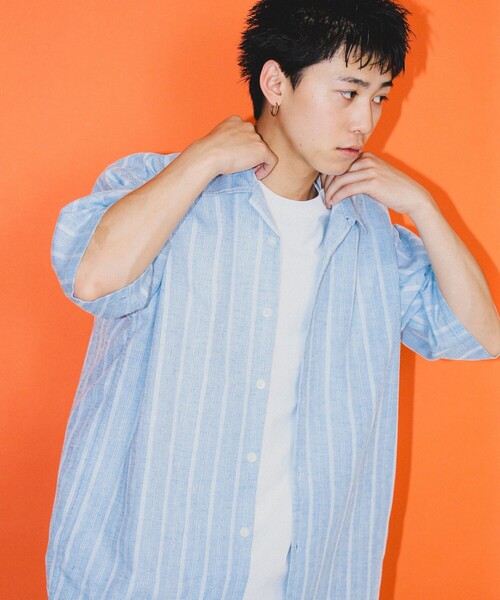 BEAMS(ビームス)の「BEAMS / ドビー オープンカラー シャツ(シャツ/ブラウス・メンズ・ベージュ/サックスブルー・XL/L/M/S)」の5枚目の写真