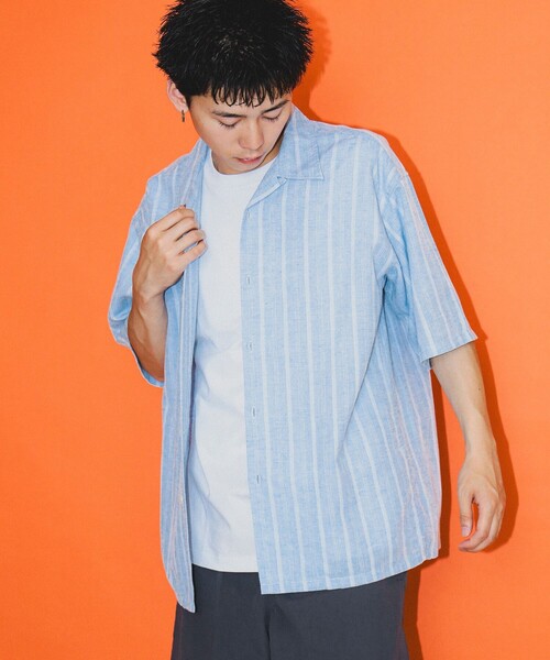 BEAMS(ビームス)の「BEAMS / ドビー オープンカラー シャツ(シャツ/ブラウス・メンズ・ベージュ/サックスブルー・XL/L/M/S)」の6枚目の写真