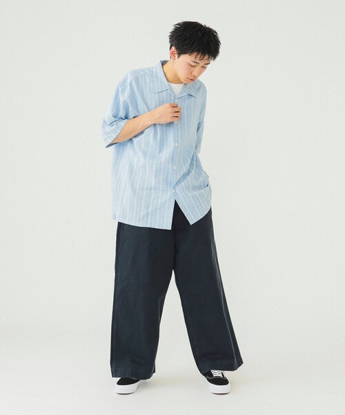 BEAMS(ビームス)の「BEAMS / ドビー オープンカラー シャツ(シャツ/ブラウス・メンズ・ベージュ/サックスブルー・XL/L/M/S)」の9枚目の写真