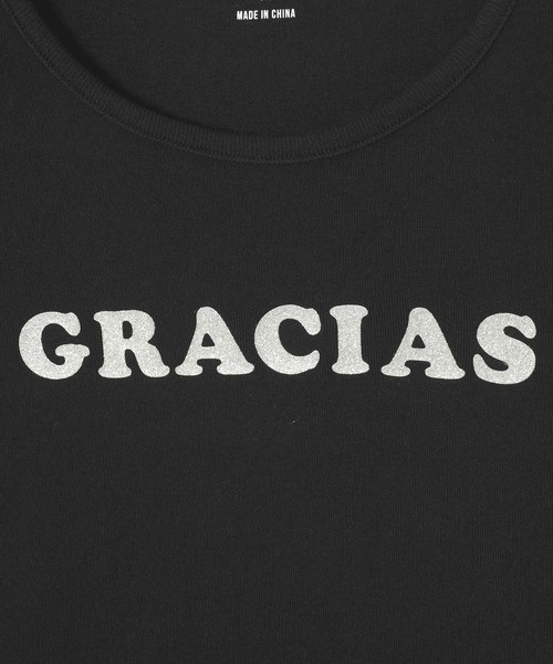 X-girl（エックスガール）の「GRACIAS S/S BABY TEE（Tシャツ/カットソー・レディース・ブラック/ブラウン/ホワイト・S/M）」の6枚目の写真