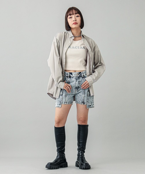 X-girl（エックスガール）の「GRACIAS S/S BABY TEE（Tシャツ/カットソー・レディース・ブラック/ブラウン/ホワイト・S/M）」の20枚目の写真