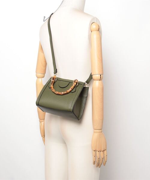 PAOLA NUTTI  （パオラヌッティ）の「【PAOLA NUTTI】バンブーハンドルレザーバック PNJ101（ショルダーバッグ・レディース・ブラック/オリーブ・FREE）」の6枚目の写真