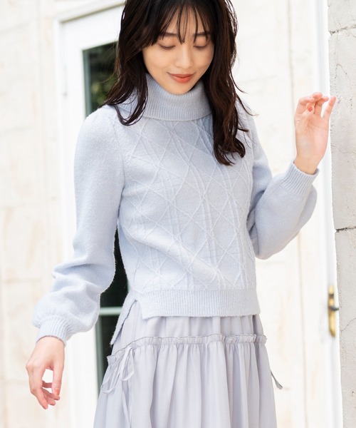 MISCH MASCH(ミッシュマッシュ)の「フラッフィーラメジャガードオフタートルニット/MM348304(ニット/セーター・レディース・ライトブルー/ピンク/ホワイト・フリ-)」の16枚目の写真
