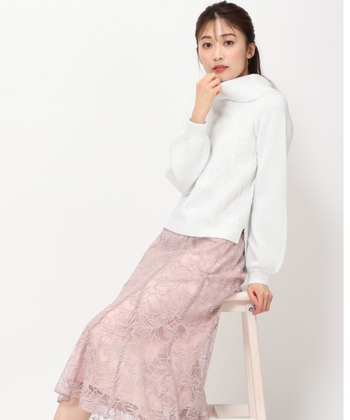 MISCH MASCH(ミッシュマッシュ)の「フラッフィーラメジャガードオフタートルニット/MM348304(ニット/セーター・レディース・ライトブルー/ピンク/ホワイト・フリ-)」の21枚目の写真
