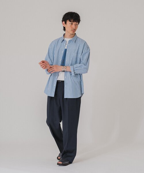 EDIFICE（エディフィス）の「【THOMAS MASON / トーマスメイソン】オーバーサイズ レギュラー シャツ（シャツ/ブラウス・メンズ・ホワイト/ブルー系その他/グリーン/ブルー/ネイビー/パープル/チャコールグレー/ダークブルー・SMALL/MEDIUM/LARGE/X-SMALL）」の17枚目の写真