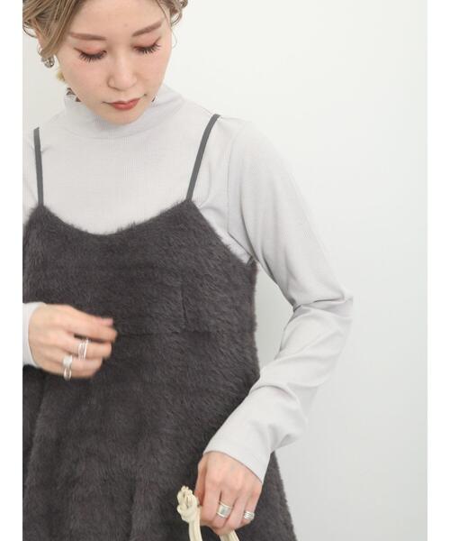 Samansa Mos2 blue（サマンサモスモスブルー）の「【吸湿発熱】リブフリル衿プルオーバー（Tシャツ/カットソー・レディース・グレー/ブラック/オフホワイト・F）」の9枚目の写真