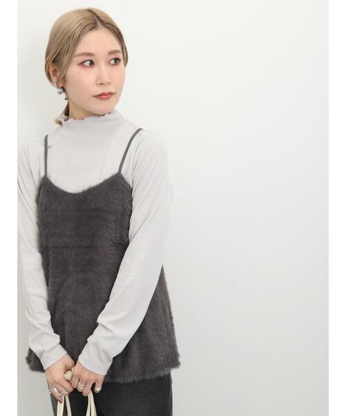 Samansa Mos2 blue（サマンサモスモスブルー）の「【吸湿発熱】リブフリル衿プルオーバー（Tシャツ/カットソー・レディース・グレー/ブラック/オフホワイト・F）」の10枚目の写真