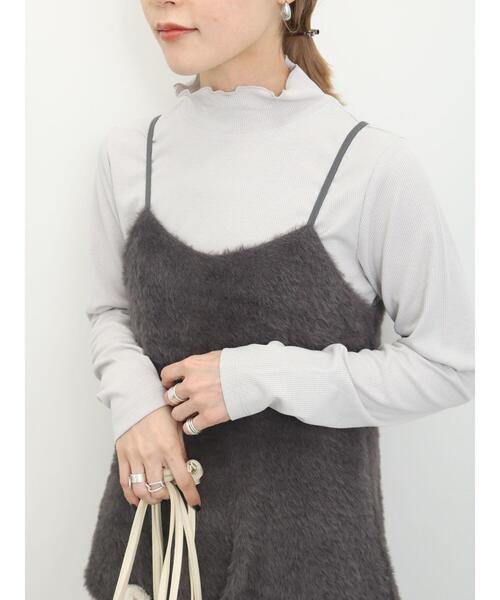 Samansa Mos2 blue（サマンサモスモスブルー）の「【吸湿発熱】リブフリル衿プルオーバー（Tシャツ/カットソー・レディース・グレー/ブラック/オフホワイト・F）」の11枚目の写真