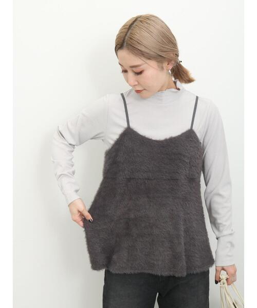 Samansa Mos2 blue（サマンサモスモスブルー）の「【吸湿発熱】リブフリル衿プルオーバー（Tシャツ/カットソー・レディース・グレー/ブラック/オフホワイト・F）」の12枚目の写真