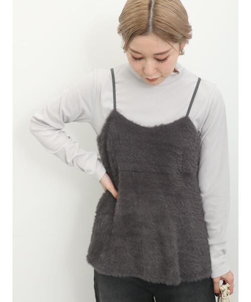 Samansa Mos2 blue（サマンサモスモスブルー）の「【吸湿発熱】リブフリル衿プルオーバー（Tシャツ/カットソー・レディース・グレー/ブラック/オフホワイト・F）」の13枚目の写真