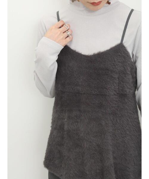 Samansa Mos2 blue（サマンサモスモスブルー）の「【吸湿発熱】リブフリル衿プルオーバー（Tシャツ/カットソー・レディース・グレー/ブラック/オフホワイト・F）」の14枚目の写真