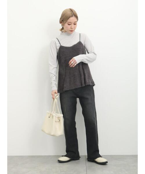 Samansa Mos2 blue（サマンサモスモスブルー）の「【吸湿発熱】リブフリル衿プルオーバー（Tシャツ/カットソー・レディース・グレー/ブラック/オフホワイト・F）」の15枚目の写真