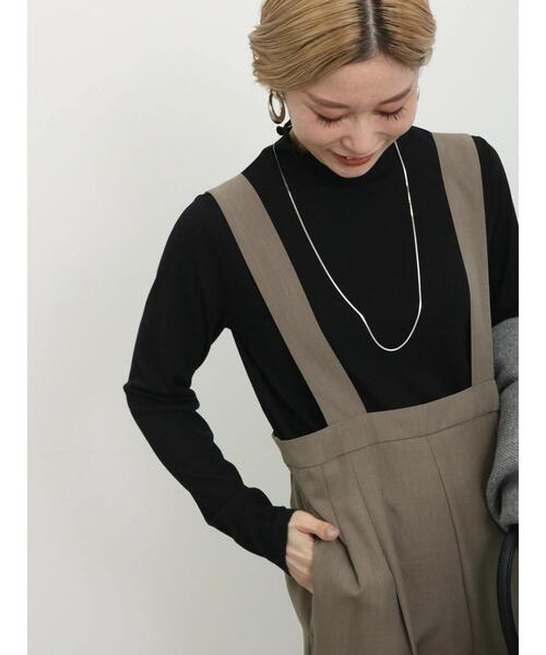 Samansa Mos2 blue（サマンサモスモスブルー）の「【吸湿発熱】リブフリル衿プルオーバー（Tシャツ/カットソー・レディース・グレー/ブラック/オフホワイト・F）」の16枚目の写真