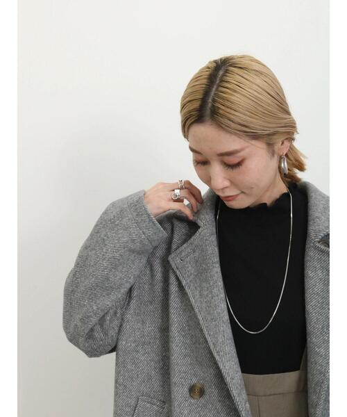 Samansa Mos2 blue（サマンサモスモスブルー）の「【吸湿発熱】リブフリル衿プルオーバー（Tシャツ/カットソー・レディース・グレー/ブラック/オフホワイト・F）」の19枚目の写真