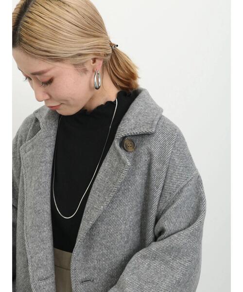 Samansa Mos2 blue（サマンサモスモスブルー）の「【吸湿発熱】リブフリル衿プルオーバー（Tシャツ/カットソー・レディース・グレー/ブラック/オフホワイト・F）」の21枚目の写真