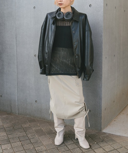 MIEL CRISHUNANT（ミエルクリシュナ）の「メッシュ透かし編みニット（ニット/セーター・レディース・ブラック/ライトベージュ・MEDIUM/SMALL）」の18枚目の写真