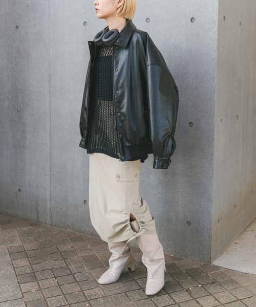 MIEL CRISHUNANT（ミエルクリシュナ）の「メッシュ透かし編みニット（ニット/セーター・レディース・ブラック/ライトベージュ・MEDIUM/SMALL）」の22枚目の写真