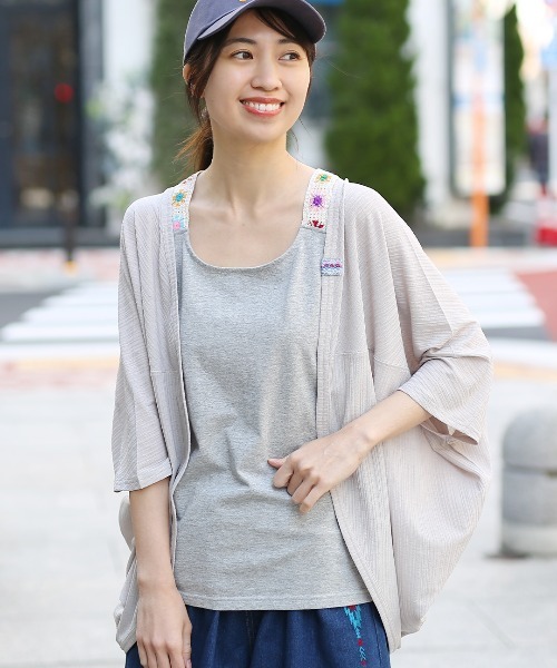 チチカカ(チチカカ)の「ランダムテレコドルマンカーディガン(カーディガン/ボレロ・レディース・カーキ/ブラック/ライトグレー/マスタード・FREE)」の3枚目の写真