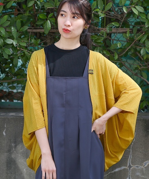 チチカカ(チチカカ)の「ランダムテレコドルマンカーディガン(カーディガン/ボレロ・レディース・カーキ/ブラック/ライトグレー/マスタード・FREE)」の4枚目の写真