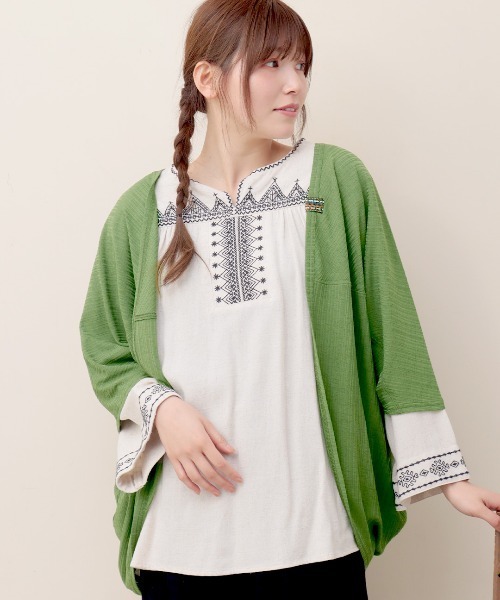 チチカカ(チチカカ)の「ランダムテレコドルマンカーディガン(カーディガン/ボレロ・レディース・カーキ/ブラック/ライトグレー/マスタード・FREE)」の13枚目の写真