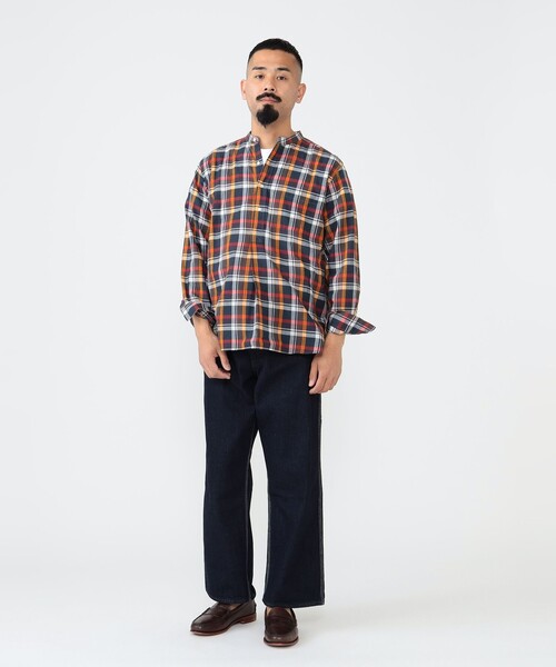 BEAMS PLUS（ビームスプラス）の「BEAMS PLUS / マドラス バンドカラー プルオーバー シャツ（シャツ/ブラウス・メンズ・レッド/オレンジ系その他7/ネイビー・L/M/XL/S）」の7枚目の写真