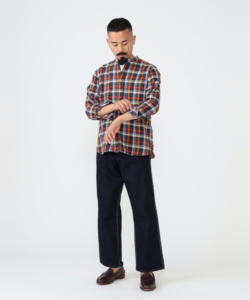 BEAMS PLUS（ビームスプラス）の「BEAMS PLUS / マドラス バンドカラー プルオーバー シャツ（シャツ/ブラウス・メンズ・レッド/オレンジ系その他7/ネイビー・L/M/XL/S）」の8枚目の写真