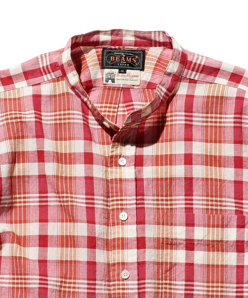 BEAMS PLUS（ビームスプラス）の「BEAMS PLUS / マドラス バンドカラー プルオーバー シャツ（シャツ/ブラウス・メンズ・レッド/オレンジ系その他7/ネイビー・L/M/XL/S）」の13枚目の写真