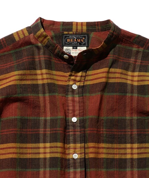 BEAMS PLUS（ビームスプラス）の「BEAMS PLUS / マドラス バンドカラー プルオーバー シャツ（シャツ/ブラウス・メンズ・レッド/オレンジ系その他7/ネイビー・L/M/XL/S）」の19枚目の写真