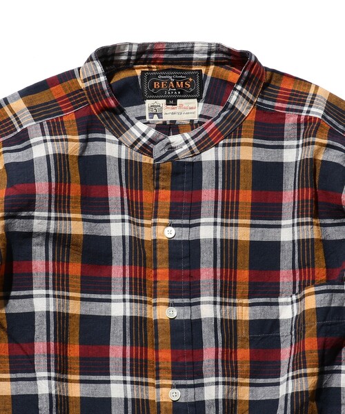 BEAMS PLUS（ビームスプラス）の「BEAMS PLUS / マドラス バンドカラー プルオーバー シャツ（シャツ/ブラウス・メンズ・レッド/オレンジ系その他7/ネイビー・L/M/XL/S）」の21枚目の写真