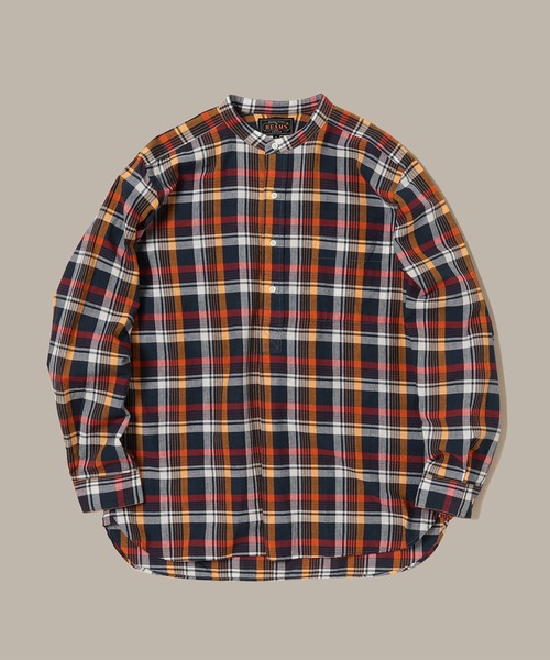 BEAMS PLUS（ビームスプラス）の「BEAMS PLUS / マドラス バンドカラー プルオーバー シャツ（シャツ/ブラウス・メンズ・レッド/オレンジ系その他7/ネイビー・L/M/XL/S）」の2枚目の写真